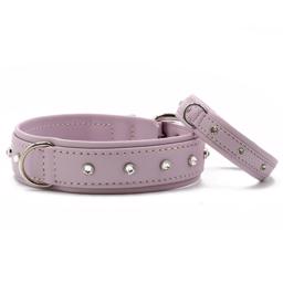 Handgjort läderhalsband med stendesign Sunrise Purple